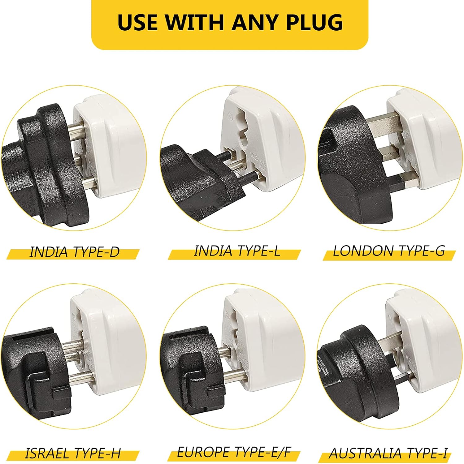 4 Pack Universal Adapter, Europe to US Plug Travel Adapters (White) - Image 3