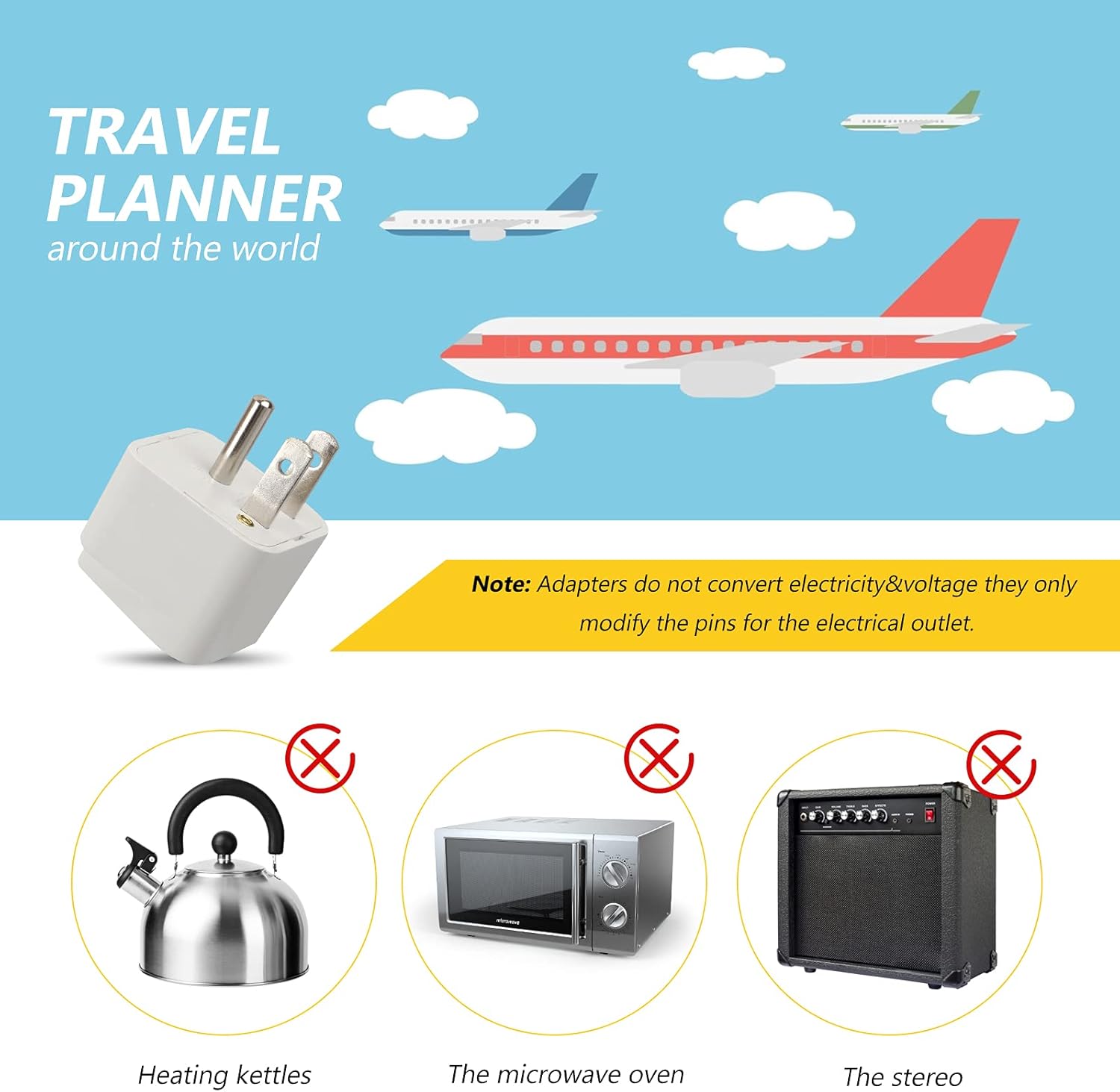 4 Pack Universal Adapter, Europe to US Plug Travel Adapters (White) - Image 4