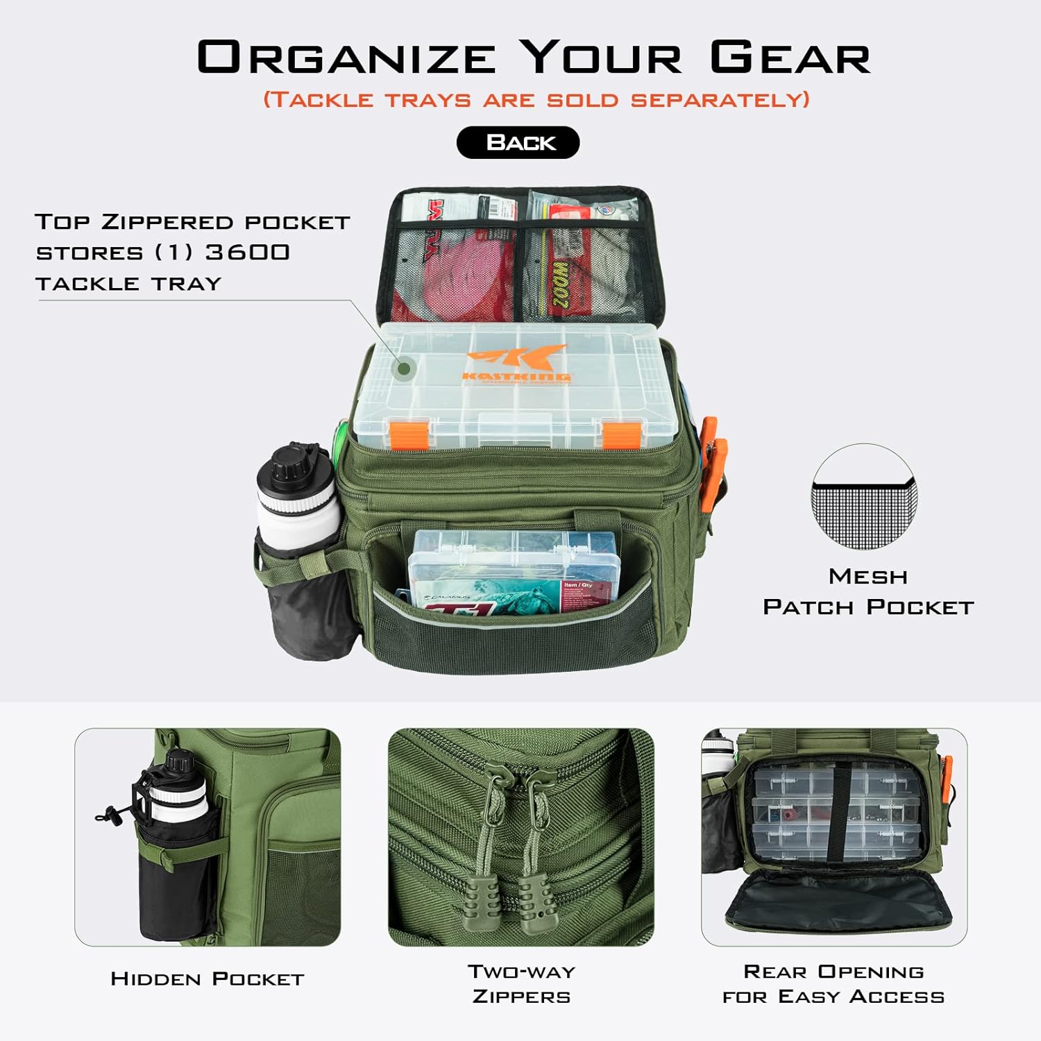 KastKing Fishing Tackle Bags - Saltwater & Freshwater Fishing Bags - Water Resistant, Padded Shoulder Strap - Gear Storage - Image 3